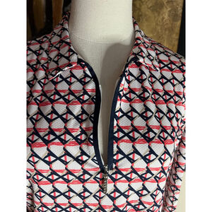 New Sport Haley Long Sleeve Tee L White Red Geometric